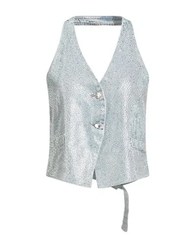 Liu •jo Better Denim Woman Top Blue Size 8 Cotton In Gray