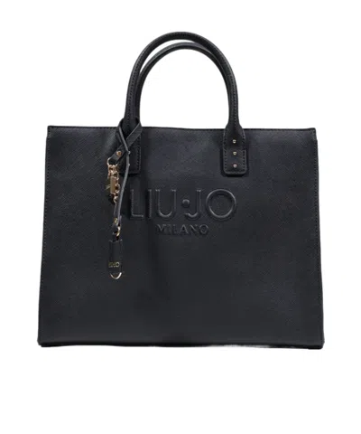 Liu •jo Liu Jo Better Logo Charm Tote Bag In Black