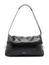 Liu •jo Black Clutch With Sophisticated Ruched Texture In Metallic