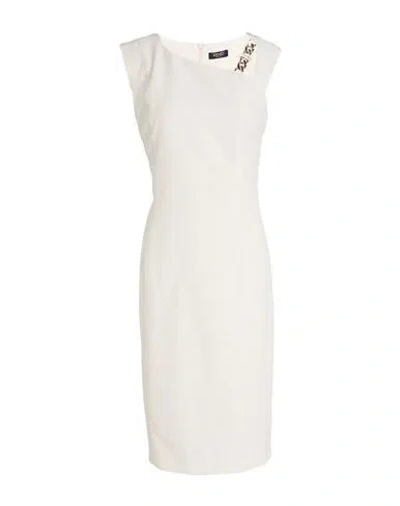 Liu •jo Better Woman Midi Dress Ivory Size 6 Polyester, Elastane In White