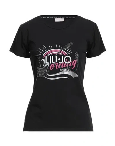 Liu •jo Better Woman T-shirt Black Size L Cotton, Elastane In Green