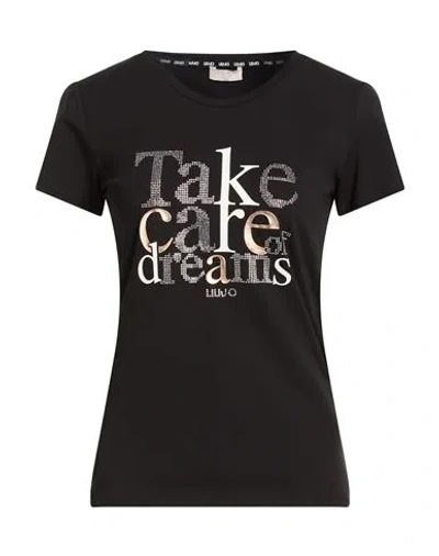 Liu •jo Better Woman T-shirt Black Size Xs Cotton, Elastane