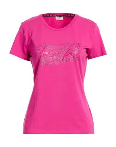 Liu •jo Better Woman T-shirt Fuchsia Size Xs Cotton, Elastane In Pink