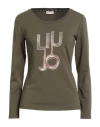 Liu •jo Better Woman T-shirt Military Green Size Xxs Cotton, Elastane