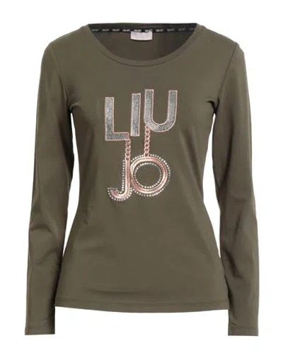 Liu •jo Better Woman T-shirt Military Green Size Xxs Cotton, Elastane