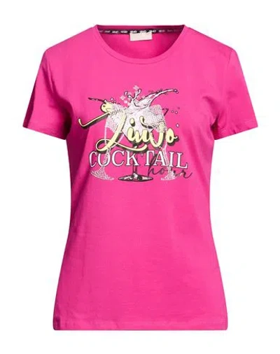 Liu •jo Better Woman T-shirt Fuchsia Size L Cotton, Elastane In Pink