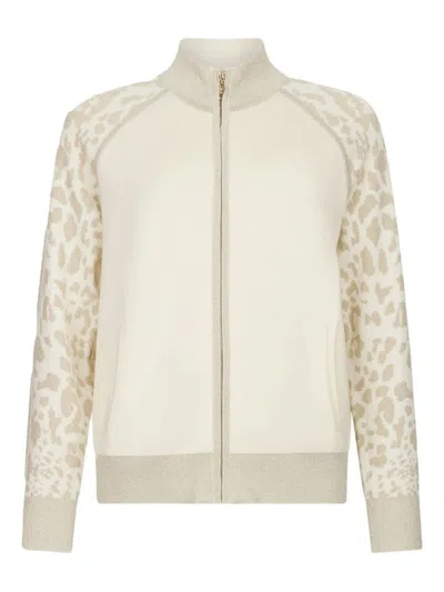 LIU •JO BIANCO E ORO HIGH COLLAR SWEATER