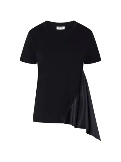 Liu •jo Bimaterial T-shirt In Black