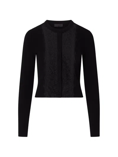 Liu •jo Bi-material T-shirt With Puff Sleeves In Black