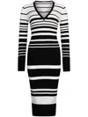Liu •jo Black And White Knit Midi Dress In White