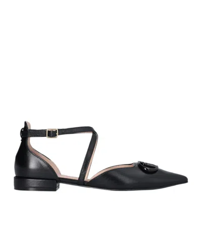 Liu •jo Black Ballet Flats With Maxi-logo
