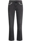 Liu •jo Black Bootcut Jeans With Rhinestones In Black