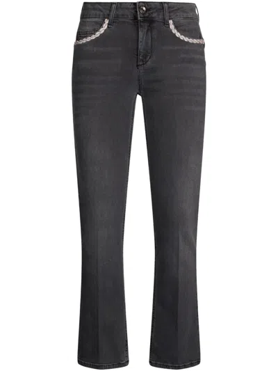 Liu •jo Black Bootcut Jeans With Rhinestones