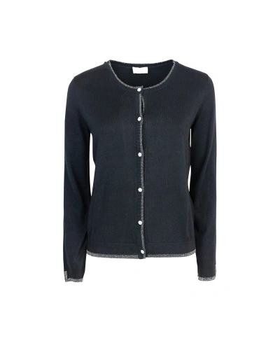 Liu •jo Black Cardigan With Jewel Buttons In 22222nero