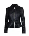 Liu •jo Peplum Hem Jacket With Zippered Cuffs In Black
