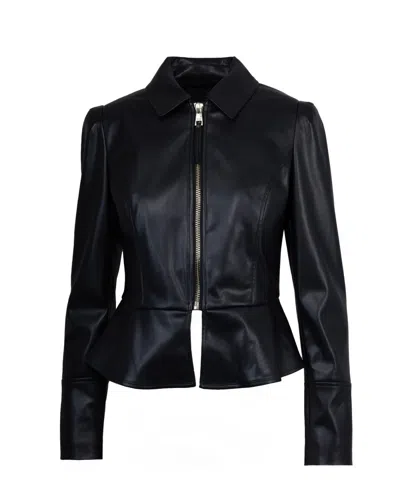 LIU •JO BLACK COATED FABRIC JACKET