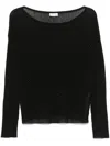 Liu •jo Liu Jo Ribbed Black Sweater With Subtle Embellishments In Black