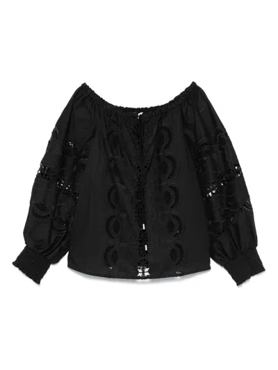 LIU •JO BLACK COTTON BLOUSE