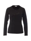 Liu •jo Sequin-logo Long-sleeve T-shirt In Black