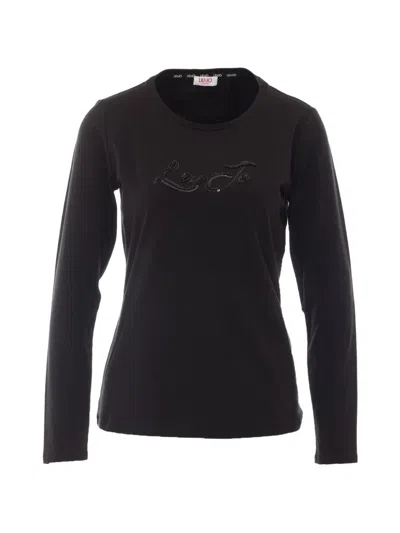 LIU •JO LIU JO BLACK COTTON TEE SHIRT