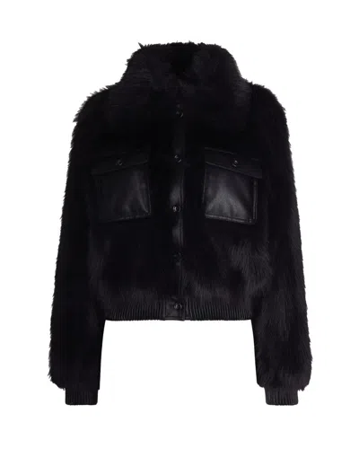 LIU •JO BLACK FAUX FUR JACKET