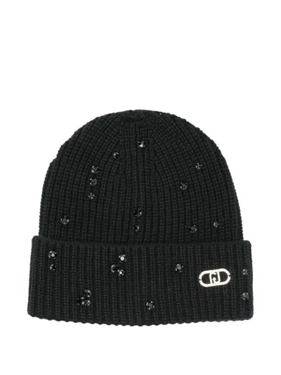 LIU •JO BLACK HAT WITH RHINESTONES
