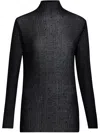 Liu •jo Liu Jo Black Semi-transparent Ribbed Cotton Top With Rhinestones In Black