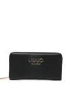 Liu •jo Liu Jo Black Leather Wallet In Pattern