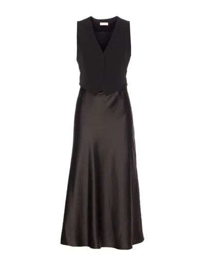 Liu •jo Liu Jo Black Long Dress With Built-in Vest