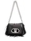 Liu •jo Liu Jo Black Mini Puff Bag With Feathers In Black