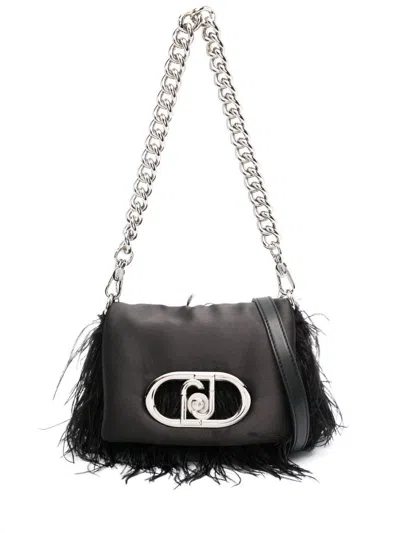Liu •jo Black Mini Puff Bag With Feathers