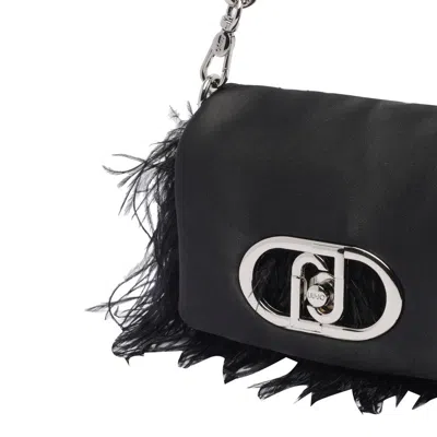 Liu •jo Liu Jo Black Mini Puff Bag With Feathers