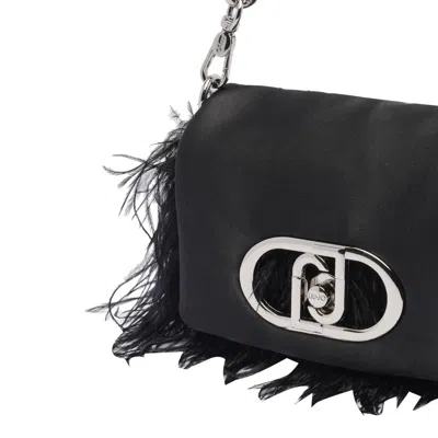 LIU •JO LIU JO BLACK MINI PUFF BAG WITH FEATHERS