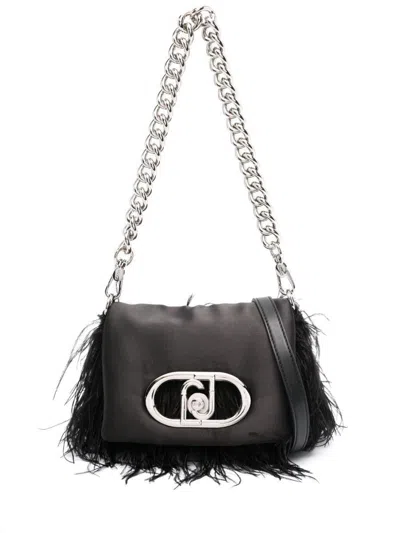 Liu •jo Liu Jo Black Mini Puff Bag With Feathers