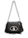 Liu •jo Liu Jo Black Mini Puff Bag With Feathers In Black