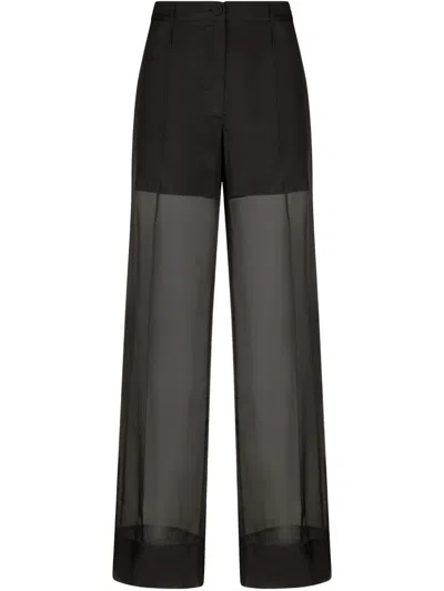Liu •jo Black Organza Straight-leg Trousers
