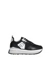 Liu •jo Liu Jo Black Platform Sneakers In Leather And Mesh With Glossy Inserts And Side Lj Logo