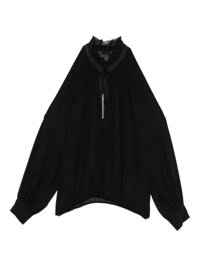 Liu •jo Liu Jo Black Ruffled High Neck Shirt