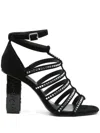 Liu •jo Liu Jo Black Sandals With Heel And Rhinestones