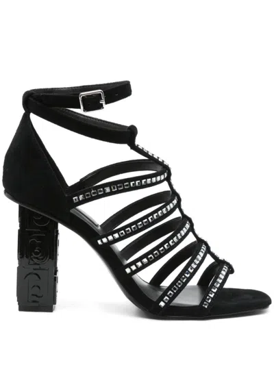 Liu •jo Liu Jo Black Sandals With Striking Embellishments And Block Heel