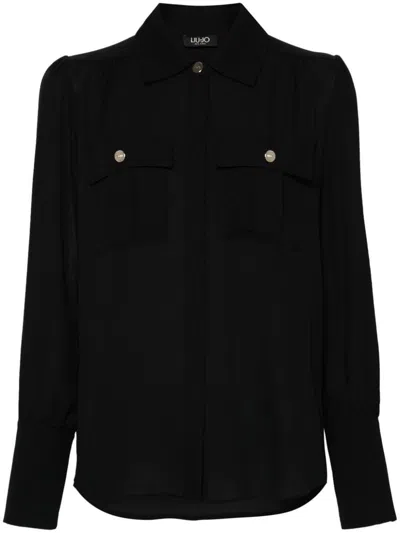 LIU •JO BLACK SHIRT WITH POCKETS