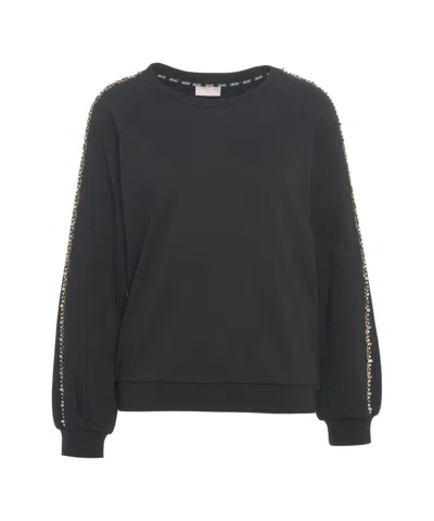 Liu •jo Black Sweatshirt With Sequined Detailing In Gray