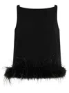Liu •jo Black Top With Feathers In Black