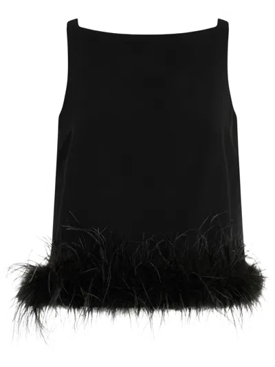 Liu •jo Black Top With Feathers