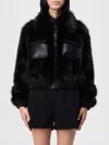 Liu •jo Plush Eco Fur Bomber Jacket With Ribbed Details In Black
