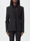 Liu •jo Crystal-application V-neck Blazer In Black