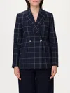 Liu •jo Check Motif Jacket Gold Buttons In Blue 1