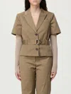 Liu •jo Liu Jo Tailored Green Jacket With Belted Waist In Brown