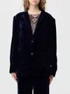 Liu •jo Deep Navy Velvet Blazer With Classic Lapel In Blue
