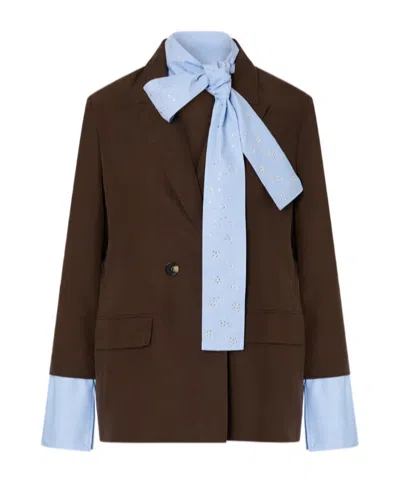 Liu •jo Blazer With Bejewelled Scarf In Brown